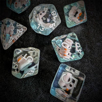 Thumbnail for Duck in Clear & Blue Resin - 7pcs RPG Full Dice Set