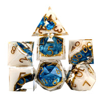 Thumbnail for 7pcs Dice Sharp Filled Gold Font Blue Pool Gold Seam Clear