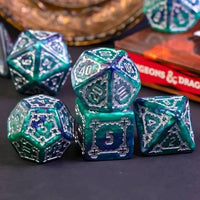 Thumbnail for Castle on Purple & Teal Resin - 7pcs RPG Oversized Dice Set