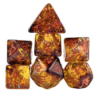 Thumbnail for Glitter in Orange & Black Resin - 7pcs RPG Full Dice Set