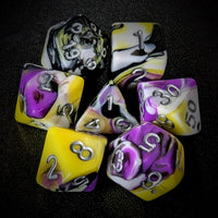 Thumbnail for 7pcs Dice Acrylic Blend Silver Font Purple Black Yellow
