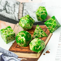 Thumbnail for Splatter on Green Turquoise Gemstone - 7pcs RPG Dice Set