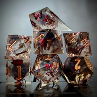 Thumbnail for Halloween Butterfly in Clear Filled Sharp Resin - 7pcs RPG Dice Set