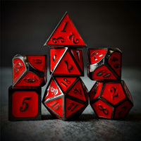 Thumbnail for Red Enamel in Black Metal - 7pcs RPG Dice Set