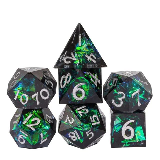 Candy in Black Mini Sharp Resin - 7pcs RPG Dice Set