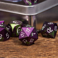Thumbnail for 7pcs RPG Dice Set - Green & Purple Anodized Aluminium