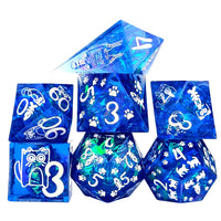 Thumbnail for Cats on Blue with Candy Sharp Resin - 7pcs RPG Dice Set