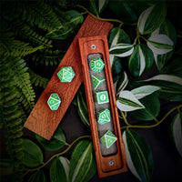 Thumbnail for Green Lattice on White Acrylic - 7pcs RPG Full Dice Set
