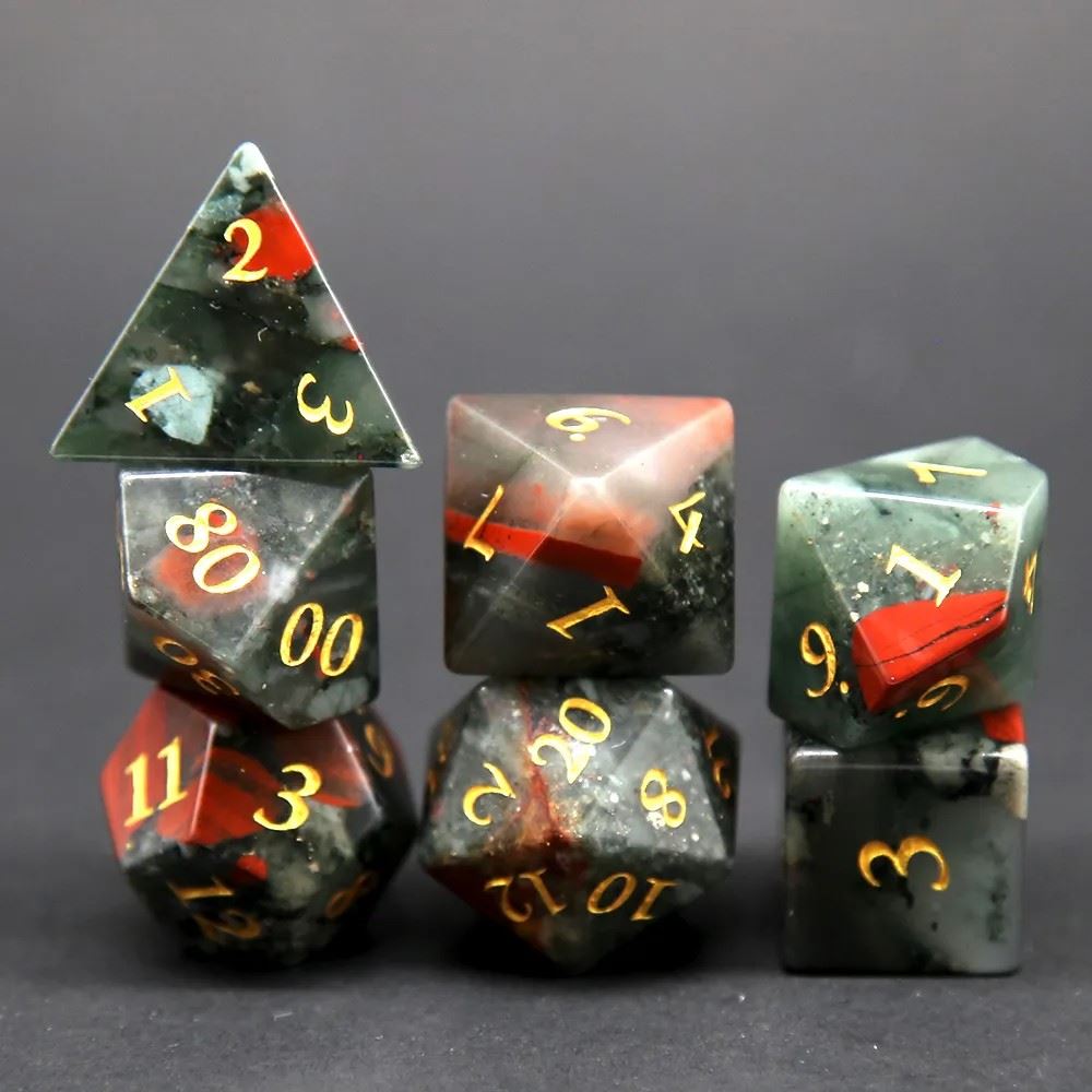 Bloodstone Gemstone - 7pcs RPG Dice Set