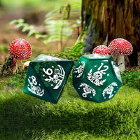 Thumbnail for 7pcs Dice Gem Stone Cat Eye Mushroom White Font Green