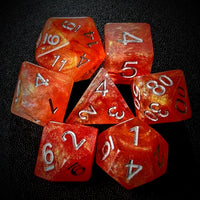 Thumbnail for Glitter in Orange & Red Resin - 7pcs RPG Full Dice Set