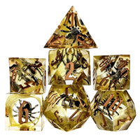 Thumbnail for Spider in Clear & Yellow Filled Sharp Resin - 7pcs RPG Dice Set