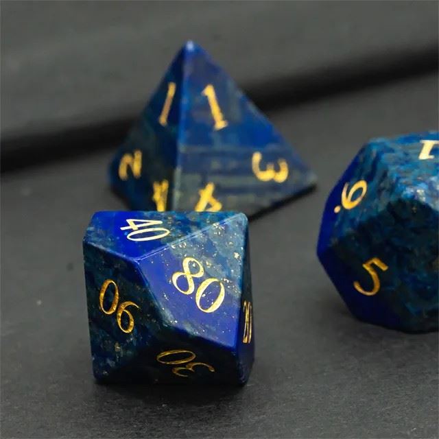 Blue Lapis Lazuli Gemstone - 7pcs RPG Dice Set