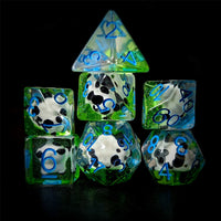 Thumbnail for Panda in Clear & Green Resin - 7pcs RPG Full Dice Set