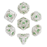 Thumbnail for 7pcs Dice Metal Hollow Lute Green Font Silver