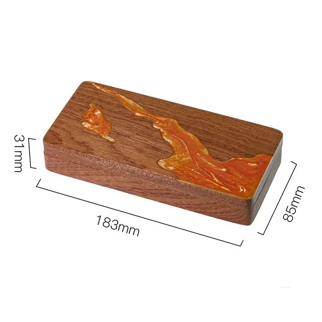 Orange & White Resin on Sapele Wood - Magnetic Dice Storage