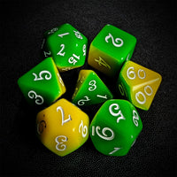 Thumbnail for Blend of Yellow & Green Acrylic - 7pcs RPG Full Dice Set
