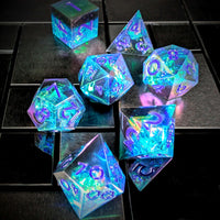 Thumbnail for 7pcs Dice Sharp Candy Purple Font Oil Blue