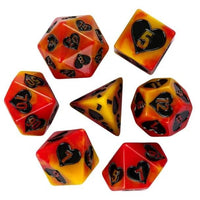 Thumbnail for 7pcs Dice Resin Pattern Hearts Black Font Yellow Red