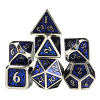 Thumbnail for Glitter Blue Enamel in Silver Metal - 7pcs RPG Dice Set