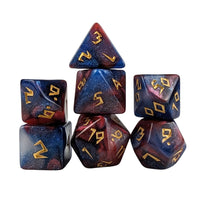 Thumbnail for Glitter in Blue & Red Acrylic - 7pcs RPG Full Dice Set White Stack