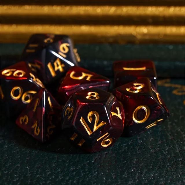 Blend of Black & Red Acrylic - 7pcs RPG Mini Dice Set