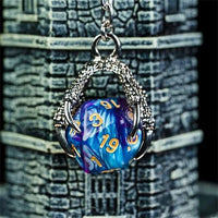 Thumbnail for Blue & Purple Acrylic in  Silver Metal Claw - D20 Keyring