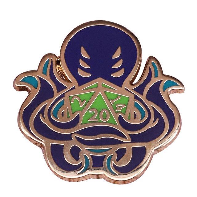 Green Cthulu D20 Pin - Novelty