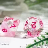 Thumbnail for Bow in Clear & Pink Resin - 7pcs RPG Full Dice Set
