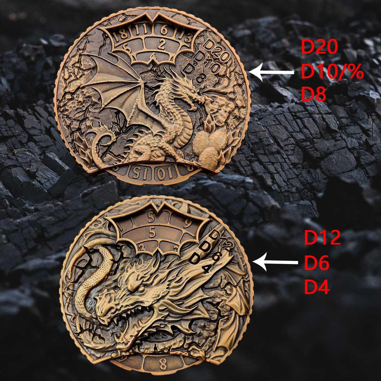 Dice Metal Spinner Dragon Bronze