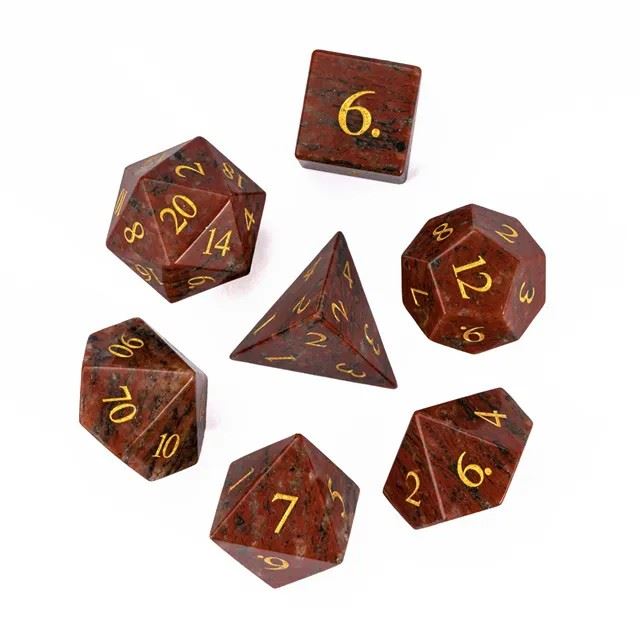 Red Granite Gemstone - 7pcs RPG Dice Set