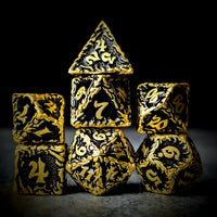 Thumbnail for 7pcs Dice Metal Druid Vine Gold Font Black