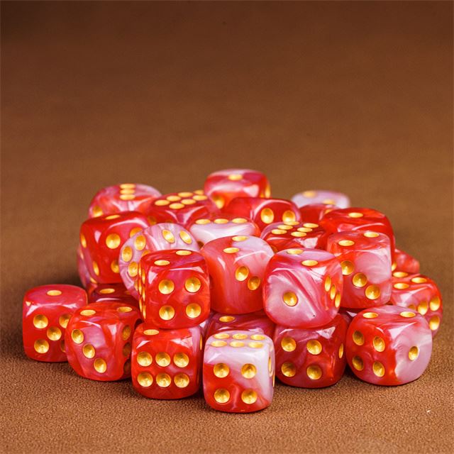 12mm White & Red Acrylic - 10pcs D6 RPG Dice Set