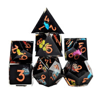 Thumbnail for 7pcs Dice Sharp Filled Butterfly Copper Font Black