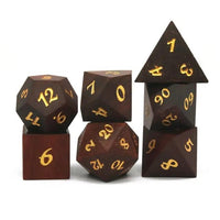 Thumbnail for 7pcs Dice Wooden Sandalwood Gold Font Brown