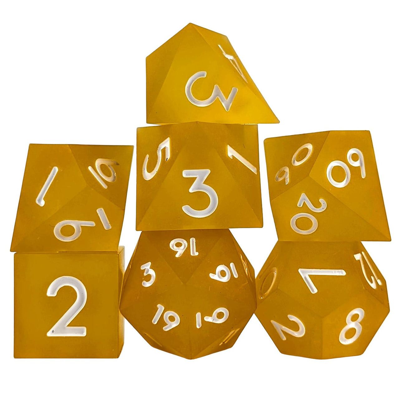 7pcs Dice Sharp Frosted Orange