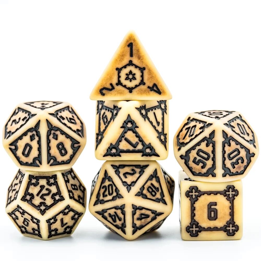 Castle on Dragon Bone Resin - 7pcs RPG Oversized Dice Set