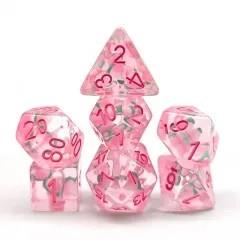 7pcs Dice Resin Filled Pink Font Pink Peach Clear