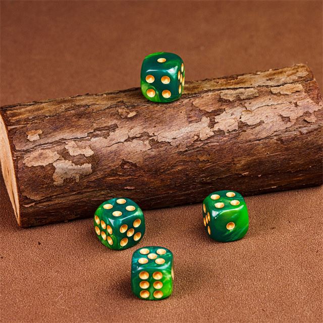 12mm Green Acrylic - 10pcs D6 RPG Dice Set