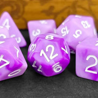 Thumbnail for 7pcs Dice Resin Swirl White Font Frosted Purple