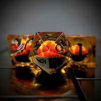 Thumbnail for 7pcs Dice Sharp Filled Liquid Lizard Eye Black Font Orange
