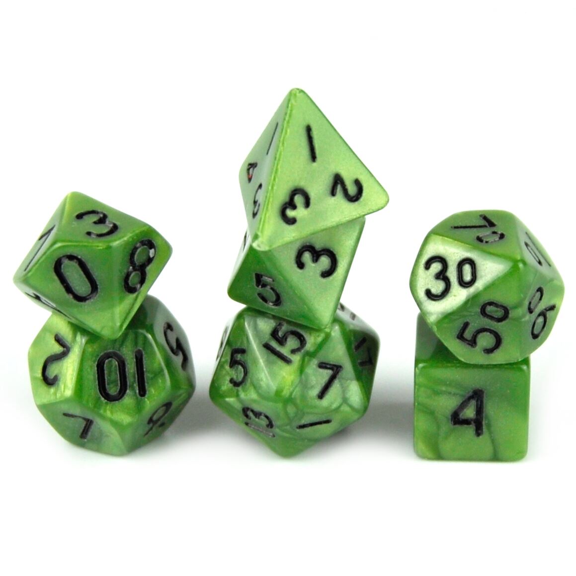 Silk Olive Green Acrylic - 7pcs RPG Mini Dice Set