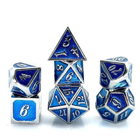 Thumbnail for Blue Enamel in Silver Metal - 7pcs RPG Dice Set