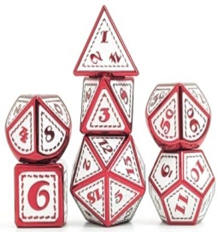 7pcs Dice Metal Stitch Red White