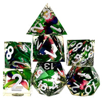 Thumbnail for Pink & Blue Butterfly in Clear Filled Sharp Resin - 7pcs RPG Dice Set