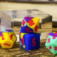 Thumbnail for Blue & Yellow Layered Silicone - 7pcs RPG Full Dice Set