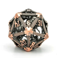 Thumbnail for Dragon in Washed Copper Metal - Hollow D20 RPG Dice