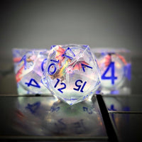 Thumbnail for 7pcs Dice Sharp Filled Liquid Purple Font Dragon Clear