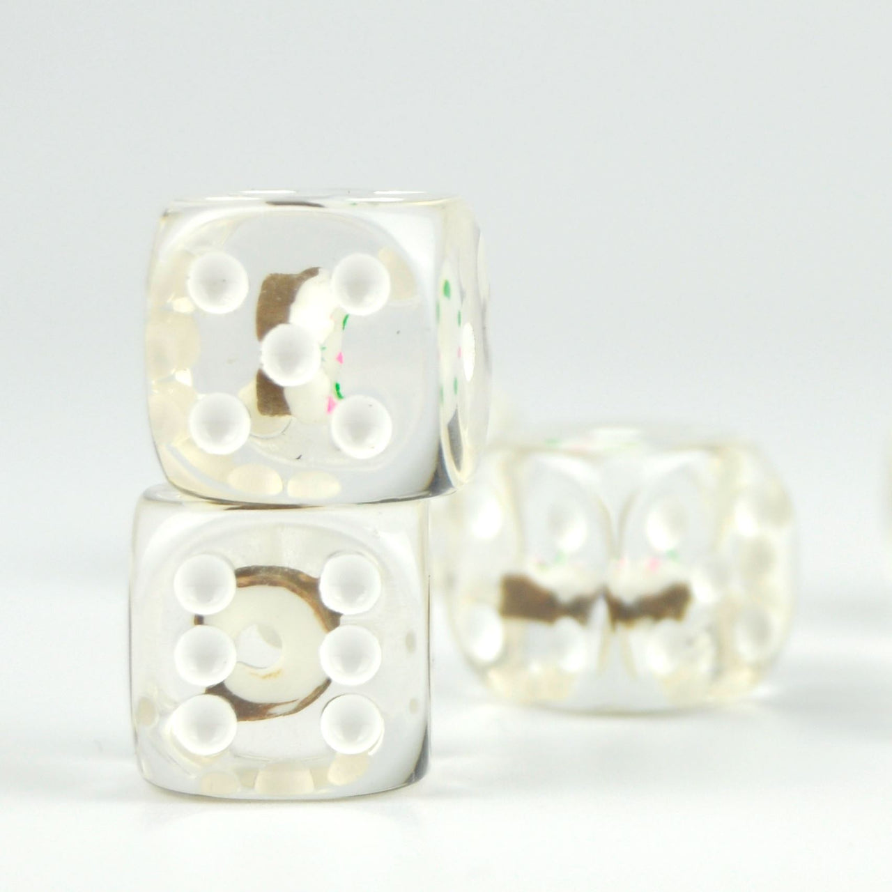 White Donut in Clear Resin - 6pcs D6 RPG Dice Set