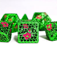 Thumbnail for 7pcs Dice Metal Hollow Wintersweet Pink Black Font Green